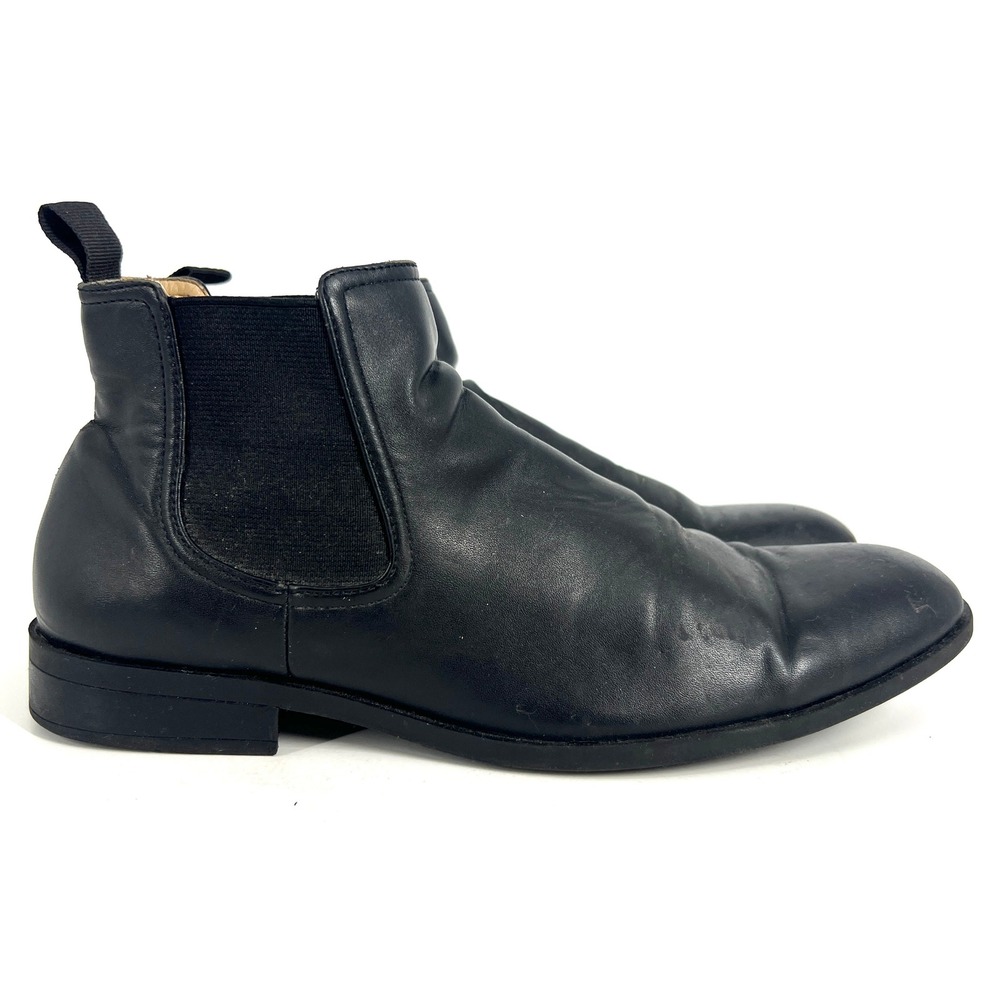 H&M Mens Chelsea Boots Black Faux Leather Ankle Boots Size US 8.5 EUR 41